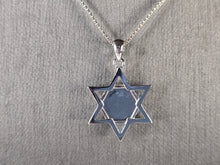 Load image into Gallery viewer, Sterling Silver Jewish Judaica Star of David Opal Pendant Necklace 6.5g E1779