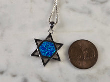 Load image into Gallery viewer, Sterling Silver Jewish Judaica Star of David Opal Pendant Necklace 6.5g E1779