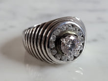 Load image into Gallery viewer, Mens Vintage Estate Sterling Silver CZ Ring 9.1g E2453