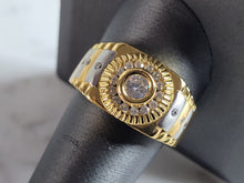 Load image into Gallery viewer, Mens Vintage Estate Sterling Silver Gold Tone CZ Ring 7.3g E2783