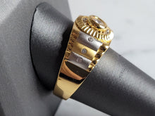 Load image into Gallery viewer, Mens Vintage Estate Sterling Silver Gold Tone CZ Ring 7.3g E2783
