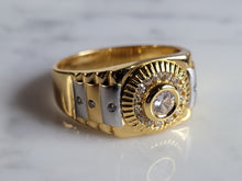 Load image into Gallery viewer, Mens Vintage Estate Sterling Silver Gold Tone CZ Ring 7.3g E2783