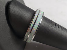Load image into Gallery viewer, Unisex Sterling Silver Modernist Opal Band Ring 7.3g E3222