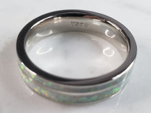 Load image into Gallery viewer, Unisex Sterling Silver Modernist Opal Band Ring 7.3g E3222