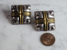 Load image into Gallery viewer, Pr Womens Vintage Estate Sterling Silver w/ Gold Tone Earrings 18.8g E3656