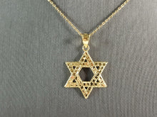 Load image into Gallery viewer, Sterling Silver Gold Tone Jewish Judaica Star of David Pendant, 2.8g E3793