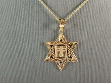 Load image into Gallery viewer, Sterling Silver Gold Tone Jewish Judaica Star of David Pendant, 3.1g E3994