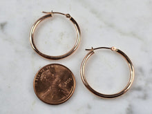Load image into Gallery viewer, Pr Womens Vintage Estate 14K Rose Gold Hoop Earrings, 1.1g E4258