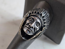 Load image into Gallery viewer, Mens Estate Sterling Silver Two Tone Chief Head Ring 21.1g E4489