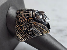Load image into Gallery viewer, Mens Estate Sterling Silver Two Tone Chief Head Ring 21.1g E4489