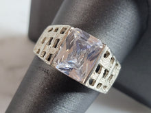 Load image into Gallery viewer, Mens Vintage Estate Sterling Silver CZ Ring 4.8g E4622