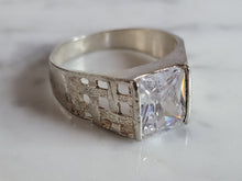 Load image into Gallery viewer, Mens Vintage Estate Sterling Silver CZ Ring 4.8g E4622
