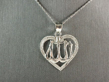 Load image into Gallery viewer, Sterling Silver Religious Muslim Allah Heart Pendant Necklace 4.4g E4698