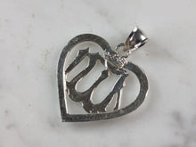 Load image into Gallery viewer, Sterling Silver Religious Muslim Allah Heart Pendant Necklace 4.4g E4698