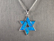 Load image into Gallery viewer, Sterling Silver Jewish Judaica Star of David Opal Pendant Necklace 6.4g E4752