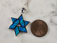 Load image into Gallery viewer, Sterling Silver Jewish Judaica Star of David Opal Pendant Necklace 6.4g E4752