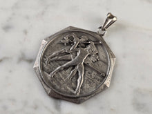 Load image into Gallery viewer, Rare Sterling Silver 1956 Swiss German Huguenin Rifle Medal Pendant 14.7g E4753