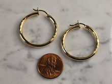 Load image into Gallery viewer, Pr of Womens Vintage Estate 14K Yellow Gold Hoop Earrings 3.0g E4856