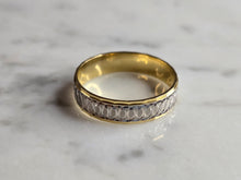 Load image into Gallery viewer, Mens Vintage Estate 14K Yellow & White Gold Wedding Band Ring 3.5g #E5245