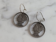 Load image into Gallery viewer, Pr Womens Vintage Estate Silver Mercury Dime 1942 Earrings 3.8g E5841
