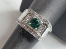 Load image into Gallery viewer, Mens Estate Sterling Silver Emerald Color Ring 7.5g E6137