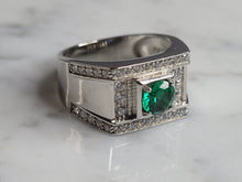 Load image into Gallery viewer, Mens Estate Sterling Silver Emerald Color Ring 7.5g E6137