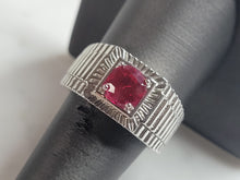 Load image into Gallery viewer, Mens Estate Sterling Silver Garnet Color Ring 10.9g E6142