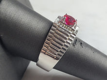 Load image into Gallery viewer, Mens Estate Sterling Silver Garnet Color Ring 10.9g E6142