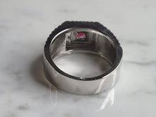 Load image into Gallery viewer, Mens Estate Sterling Silver Garnet Color Ring 10.9g E6142