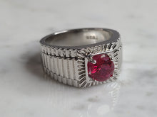 Load image into Gallery viewer, Mens Estate Sterling Silver Garnet Color Ring 10.9g E6142
