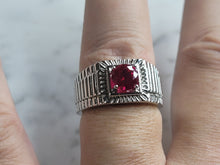 Load image into Gallery viewer, Mens Estate Sterling Silver Garnet Color Ring 10.9g E6142