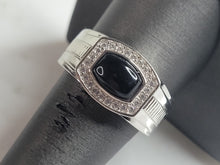 Load image into Gallery viewer, Mens Estate Sterling Silver Modernist Onyx Ring 9.8g E6168