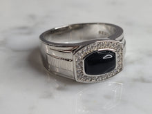 Load image into Gallery viewer, Mens Estate Sterling Silver Modernist Onyx Ring 9.8g E6168