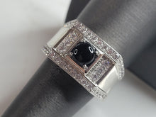 Load image into Gallery viewer, Mens Estate Sterling Silver Modernist Onyx Ring 7.2g E6207