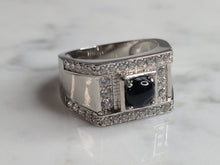 Load image into Gallery viewer, Mens Estate Sterling Silver Modernist Onyx Ring 7.2g E6207