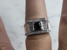 Load image into Gallery viewer, Mens Estate Sterling Silver Modernist Onyx Ring 7.2g E6207