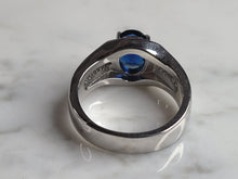 Load image into Gallery viewer, Mens Estate Sterling Silver Modernist Sapphire Ring 9.7g E6230