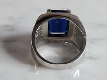 Load image into Gallery viewer, Mens Estate Sterling Silver Modernist Sapphire Ring 11.8g E6273