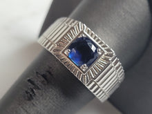 Load image into Gallery viewer, Mens Estate Sterling Silver Modernist Sapphire Ring 10.1g E6278