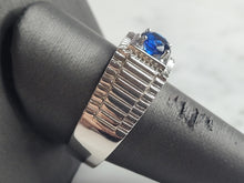 Load image into Gallery viewer, Mens Estate Sterling Silver Modernist Sapphire Ring 10.1g E6278