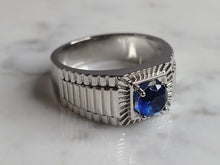 Load image into Gallery viewer, Mens Estate Sterling Silver Modernist Sapphire Ring 10.1g E6278