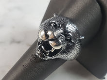Load image into Gallery viewer, Mens Sterling Silver Panther Cougar Head Ring 14.0g E6410