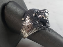 Load image into Gallery viewer, Mens Sterling Silver Panther Cougar Head Ring 14.0g E6410