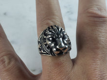 Load image into Gallery viewer, Mens Sterling Silver Lion Head Ring 10.7g E6412