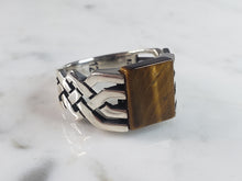 Load image into Gallery viewer, Mens Sterling Silver Tigers Eye Ring 7.4g E6414