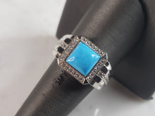 Load image into Gallery viewer, Mens Estate Sterling Silver Turquoise Ring 10.0g E6429