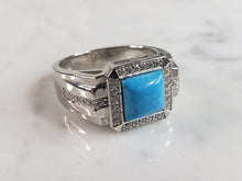 Load image into Gallery viewer, Mens Estate Sterling Silver Turquoise Ring 10.0g E6429