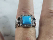 Load image into Gallery viewer, Mens Estate Sterling Silver Turquoise Ring 10.0g E6429