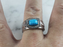 Load image into Gallery viewer, Mens Estate Sterling Silver Turquoise Ring 12.0g E6430