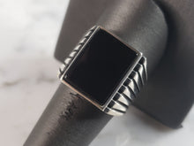 Load image into Gallery viewer, Mens Sterling Silver Modernist Onyx Ring 10.2g E6431
